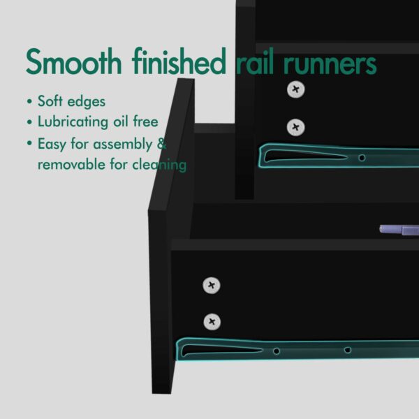 Elfordsen Led Bedside Table with 2 Drawers and 1 Top Drawer, Bedside Cabinet with 4-side High Gloss