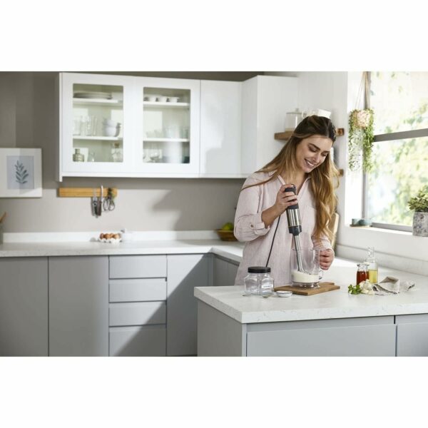 Kenwood Triblade XL Hand Blender, Mixer with Anti-Splash, Chopper 500ml, Metal Whisk and Masher Attachment and BPA-Free Plastic Beaker, HBM60.307GY, Dishwasher Safe, 1000W, Grey