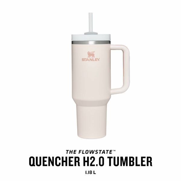 Stanley Quencher H2.0 Flowstate Tumbler 1.2L - Cold For 11 Hours - Iced For 48 Hours - Metal Water Bottle With Straw, Handle And Lid - Dishwasher Safe - Travel Mug For Cold Drinks - Rose Quartz