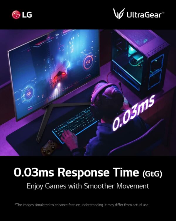 LG UltraGear 27GR95QE - 27 inch OLED Gaming Monitor QHD (2560 x 1440), 240Hz Refresh Rate, 0.03ms (GtG) Response Time, Anti-glare, AMD FreeSync Premium, NVIDIA G-SYNC Compatible, HDMI 2.1