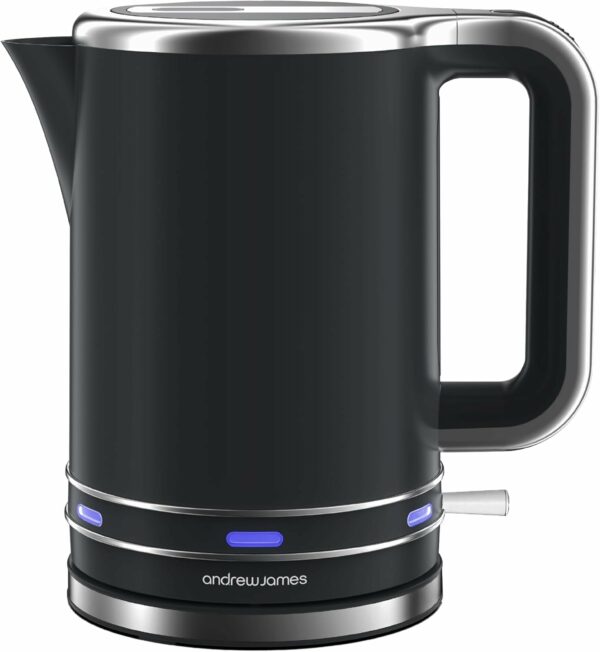 Andrew James Electric Kettle, Fast Boil Kettle with Large 1.7L Kettle, Cordless Quiet Kettle with Reusable Filter, Quick Boil Kettle, Modern, Stylish, Practical, Lumiglo Kettle 3000W (Black)