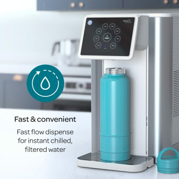 Aqua Optima Aurora Chilled Filtered Water Dispenser - 3.8L Capacity - With 1 x 30 Day Evolve+ Water Filter for the Reduction Of Microplastics, Chlorine, Limescale And Other Impurities