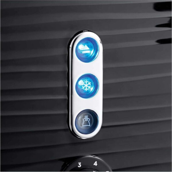 Russell Hobbs Inspire 4 Slice Toaster (Extra wide slots, High lift feature, 6 Browning levels, Frozen/Cancel/Reheat function with Blue LED illumination, 1800W, Black textured high gloss) 24381