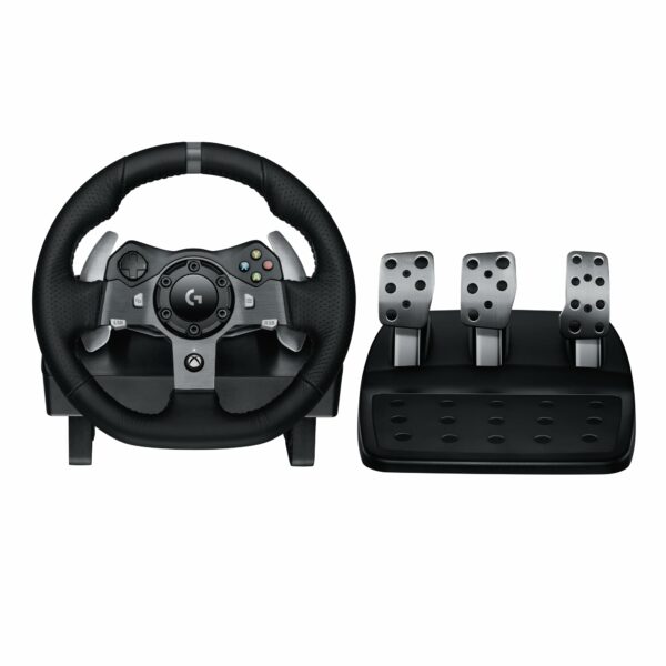 Logitech G G920 Driving Force Racing Wheel and Floor Pedals, Real Force Feedback, Stainless Steel Paddle Shifters, Leather Steering Wheel Cover for Xbox Series X|S, Xbox One, PC, Mac - Black