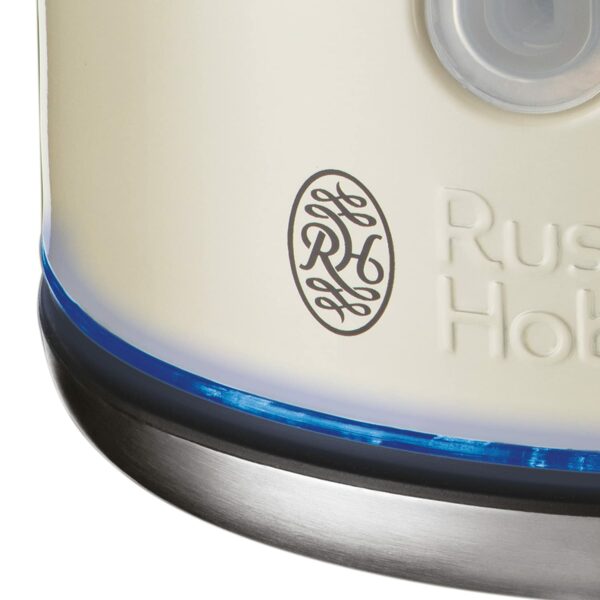 Russell Hobbs Cream Stainless Steel Electric 1.7L Cordless Kettle (Quiet & Fast Boil 3KW, Removable washable anti-scale filter, Push button lid, Perfect pour spout) 20461