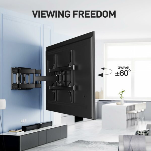 PERLESMITH TV Wall Bracket, for 37-85 Inch TVs up to 60kg, Swivel Tilt Extend TV Wall Mount, 55 65 inch Wall Brackets max VESA 600x400mm, PSPILFK1