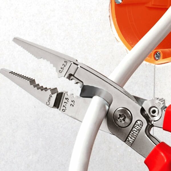 Knipex Pliers for Electrical Installation, VDE, for Cutting Cable, Wire Stripping, Crimping Wire Ferrules, Gripping, Bending, Multi Tool, 13 86 200