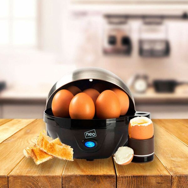 Neo 3 in 1 Durable Kitchen Electric Egg Cooker, Boiler, Poacher Poached Boiled & Omelette Maker Machine Steamer with Timer (Black and Silver)