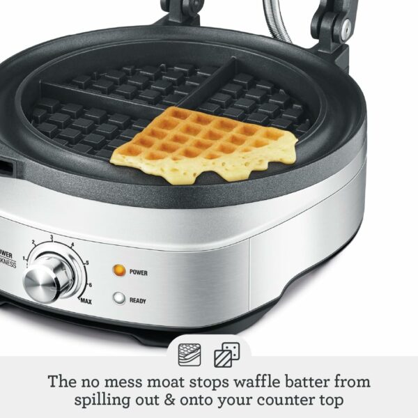 Sage - The No-Mess Waffle Maker - With Non-Stick Surface, No Mess Moat & Browning Control - Brushed Stainless Steel