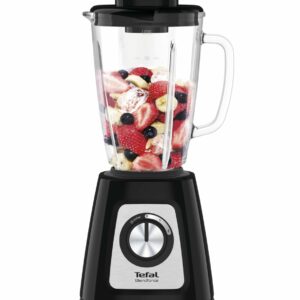 Tefal Blendforce II Blender, 2L Glass Jug, 1.25L Effective Capacity, 800W, 4 Removable Powelix Blades, Smoothie Blender, Ice Crush, 2 Speeds + Pulse Kitchen Blender, Black, BL435840
