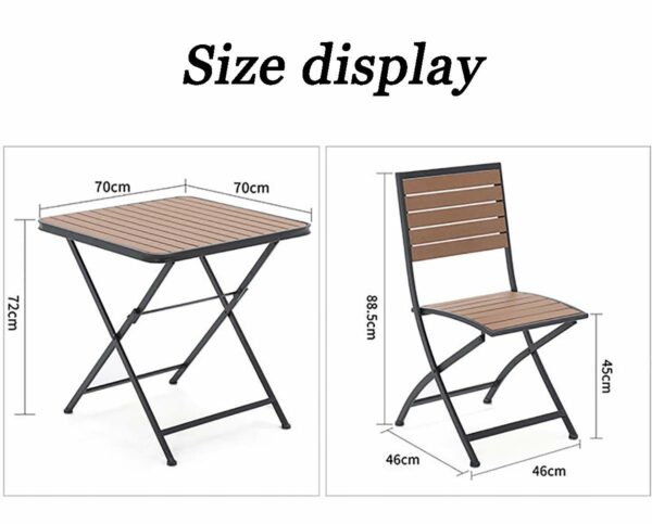 Patio Furniture Set Wooden & Metal 2 Seater Square Garden Table And Chairs Folding Weatherproof Bistro Set
