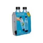SodaStream DuoPack Fuse 2x 1L KST bottle - dishwasher safe (BPA free) - replacement bottles for SodaStream Water bubbler with PET bottles, black, 9x17.2x29