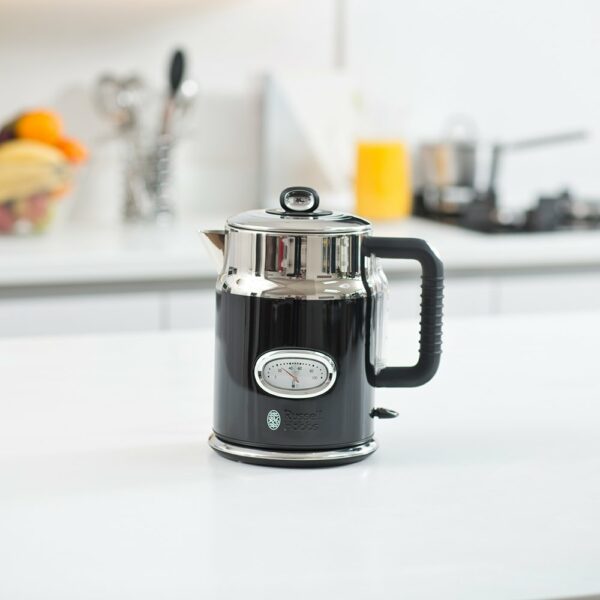 Russell Hobbs 21671-70 Retro Ribbon Electric Kettle Classic noir-21671-70, Stainless Steel, 2400 W, 1.7 liters, Black