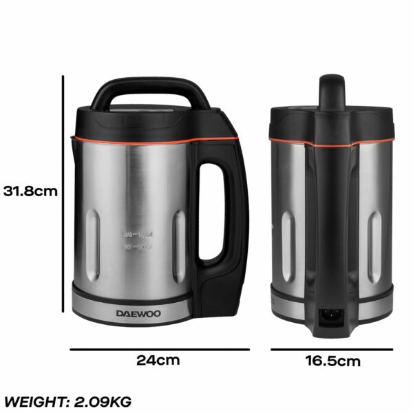 Daewoo Soup Maker, 1.6 litres, 6 Portions Per Blend, Smooth Or Chunky Soup in The Winter, Refreshing Smoothies in The Summer, User Friendly Settings, Easy Clean, All Year Round Use, Sleek and Stylish