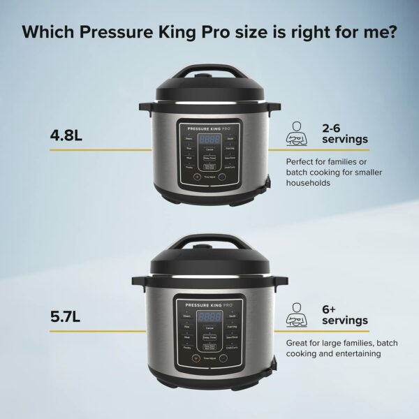 Drew&Cole Pressure King Pro 14-in-1 Digital Pressure Cooker – 4.8L Capacity – Automatic Keep Warm - 24h Delay Timer – Oven & Dishwasher Safe - 6+ servings - Charcoal Grey