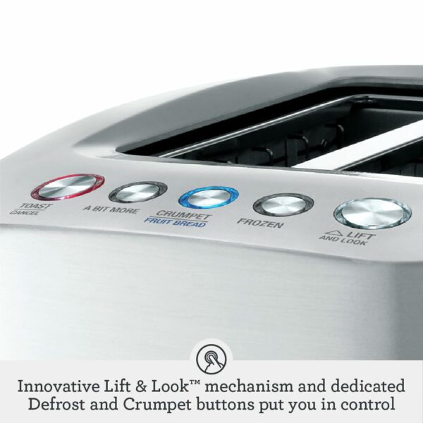 Sage - The Smart Toast 2-Slice Toaster - 2 Extra-Wide Slots - A Bit More, Lift & Look, Defrost & Bagel Settings - Brushed Aluminium
