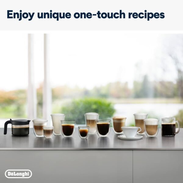 De'Longhi Dinamica Plus ECAM370.95.T, Automatic Bean to Cup Coffee Machine, LatteCrema Hot Milk Frother, Smart One Touch Technology, App, 3.5" Touchscreen, My Function, 1450W, Titanium