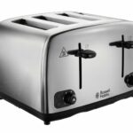 Russell Hobbs 4 Slice Toaster with Perfect Toast Technology for improved evenness (Wide slots, Lift & look feature, 6 Browning levels, Frozen & Cancel function, 1700W, Brushed & Stainless Steel) 24090