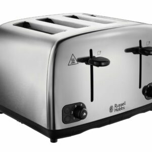Russell Hobbs 4 Slice Toaster with Perfect Toast Technology for improved evenness (Wide slots, Lift & look feature, 6 Browning levels, Frozen & Cancel function, 1700W, Brushed & Stainless Steel) 24090