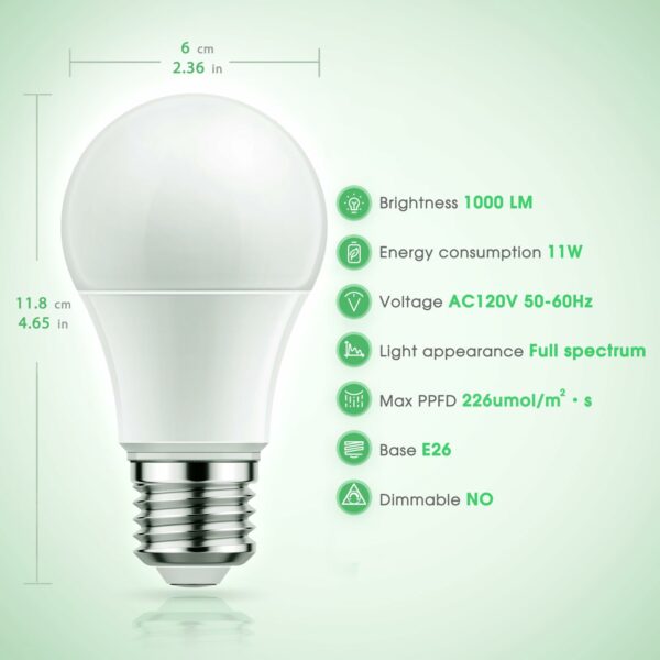 Briignite Grow Light Bulbs, LED Grow Light Bulb A19 Bulb