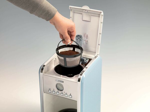 Ariete 1342/05 Retro Style Filter Coffee Machine, 24 Hour Programmable Timer With Pause and Serve Button and Washable Filter, Blue