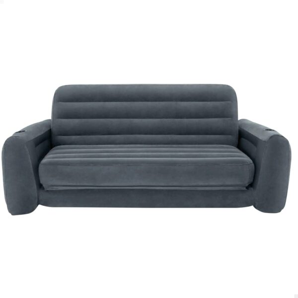 Intex King Size Sofa Bed Pull-Out Inflatable Camping Sleep Away Futon Couch with 3 quick inflation and Deflation Valves, 203 x 231 x 66 cm, Grey