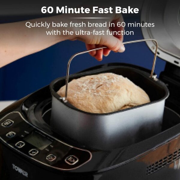 Tower T11003 2 lb Digital Bread Maker with 12 Automatic Programs, 13 Hours Delay Timer, 60 Minutes Keep Warm Function, Adjustable Crust Control, Non-Stick Bread Pan, 550 W, Black