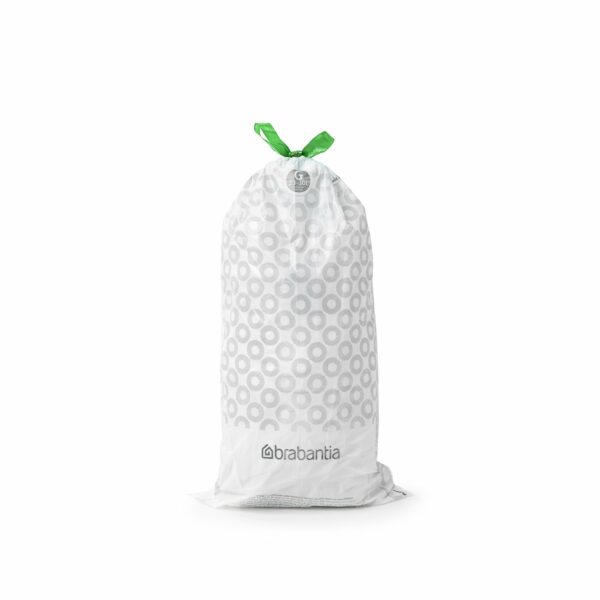 Brabantia PerfectFit Bin Liners (Size G/23-30 Litre) Thick Plastic Trash Bags with Tie Tape Drawstring Handles (40 Bags)