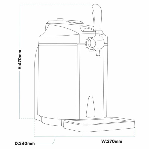 Baridi 5L Beer Draught Dispenser Tap Machine with Integrated Cooling for 5L Kegs - DH49