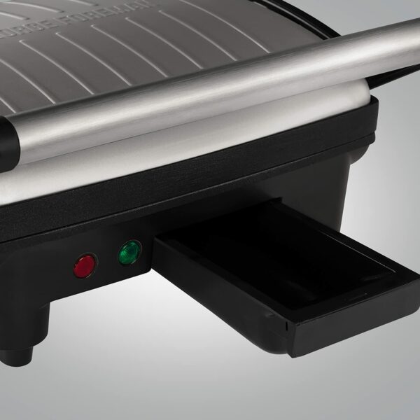George Foreman Medium Electric Flexe Grill [Non stick, Healthy, Griddle, Toastie, Hot plate, Panini, BBQ, Energy saving, Vertical storage, Easy clean, Drip tray, Ready to cook light] Black 1800W 26250