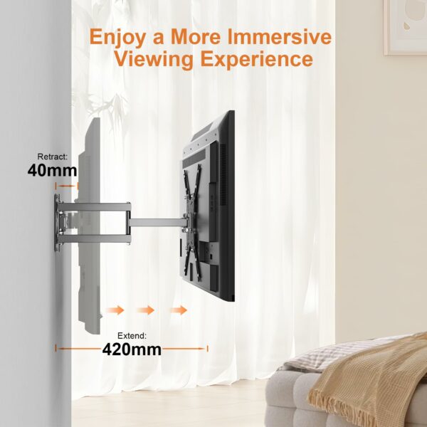 GRIFEMA GB1004 Swivel TV Wall Bracket, for 26-55 inch Screens, for Flat & Curved TV up to 30KG, Tilt (+ 5°，-10°), VESA Mount 75x75MM to 400X400MM,Black