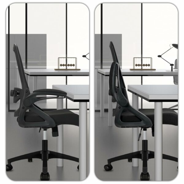 Durrafy Office Chair Ergonomic Desk Chair with 90° Flip-up Armrest Lumbar Support, Height Adjustable Chair, Executive Swivel Computer Padded Seat Cushion for Home/Office