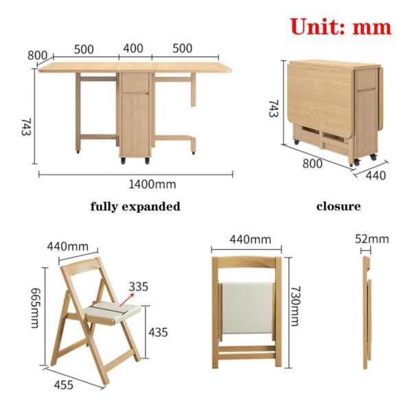 oiakus Extendable Dining Table Set, Wooden Folding Dining Table With 4 Chairs