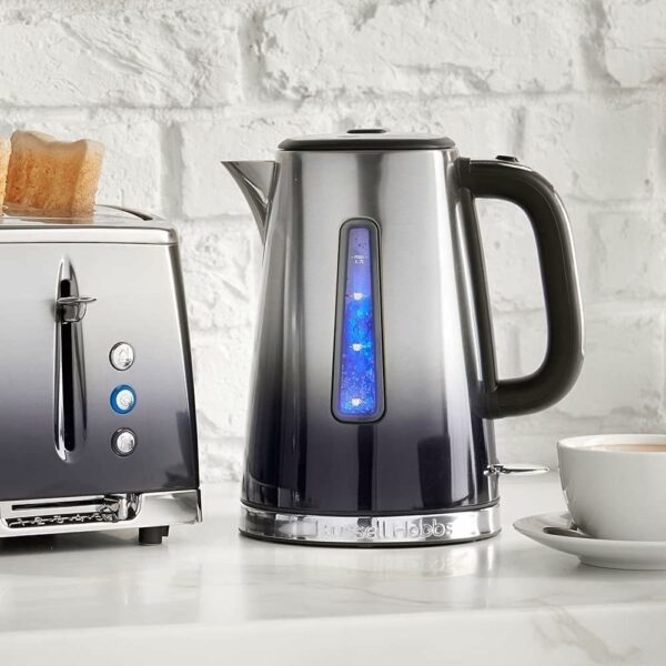 Russell Hobbs Eclipse Stainless Steel & Midnight Blue Ombre 1.7L Electric Cordless Kettle (Quiet & Fast Boil 3KW, Removable washable anti-scale filter, Easy push button lid, Perfect pour spout) 25111