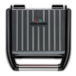 George Foreman Medium Electric Steel Grill [Non stick, Healthy, Griddle, Toastie, Hot plate, Panini, BBQ, Energy saving, Vertical storage, Easy clean, Drip tray, Ready to cook light] Grey, 1650W 25041