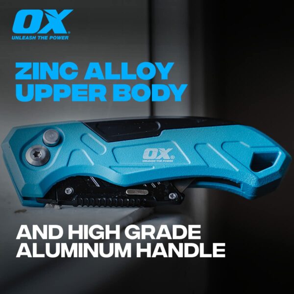 OX Tools P224301 Pro Heavy Duty Fixed Blade Folding Knife, Blue / Black