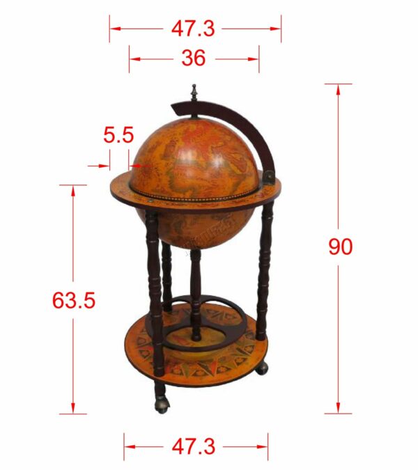 WestWood Vintage Globe Shaped Mini Bar | Drinks Cabinet Whisky Wine Spirits Cabinet | Decanter Storage | Alcohol Host Trolley | Ancient World Map Theme – 360MM