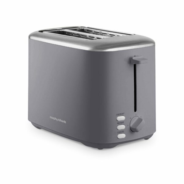 Morphy Richards Equip 2 Slice Toaster, Defrost and Reheat, Browning Controls, Variable Wide Slots, Removable Crumb Tray, Stainless Steel, 800W, Grey, 222068