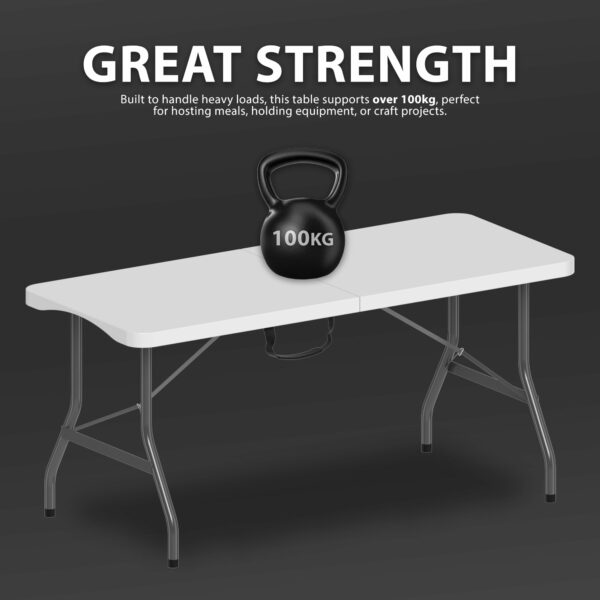 Folding Table 5FT Heavy Duty Foldable Table Portable and Durable Aluminium Frame Perfect for Camping Catering Picnic