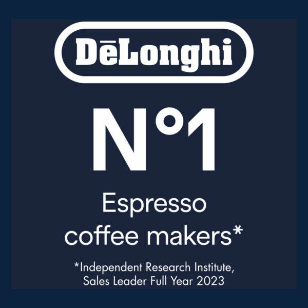 De'Longhi Rivelia EXAM440.55.G, Fully Automatic Coffee Machine with LatteCrema Hot, Automatic Milk Frother, Compact Size Bean to Cup Coffee Machine, 16 Recipes, Full Touch Colored Display, Pebble Grey
