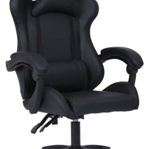 Millhouse Sport Desk Chair, Adjustable Office Gaming Racing Chair with Lumbar and Head Pillow, X3577 - Black