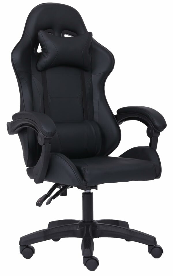 Millhouse Sport Desk Chair, Adjustable Office Gaming Racing Chair with Lumbar and Head Pillow, X3577 - Black
