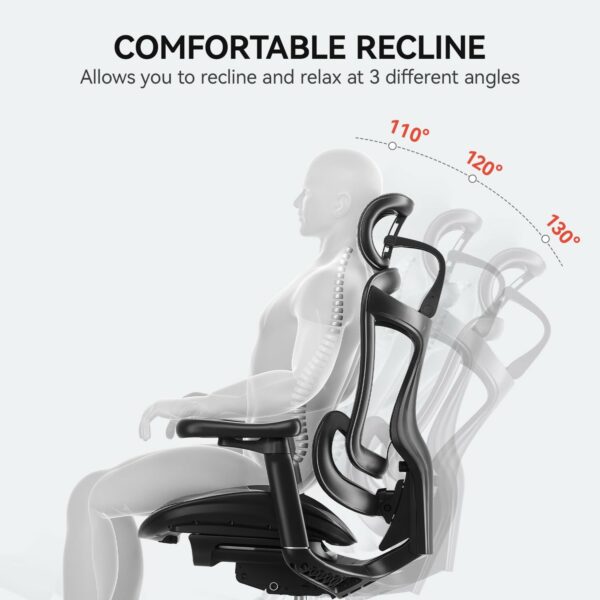 Sihoo Doro C300 Ergonomic Office Chair with Ultra Soft 3D Armrests, Dynamic Lumbar Support for Home Office, Adjustable Backrest Desk Chair (Black)