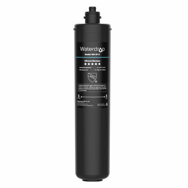 Waterdrop RF15 Replacement Filter Cartridge for 15UA/15UB/15UC Under Sink Water Filter, Reduces PFOA/PFOS, PFAS, Lead, Chlorine, Bad Taste & Odor, NSF/ANSI 42 Certified, 19K Gallons High Capacity