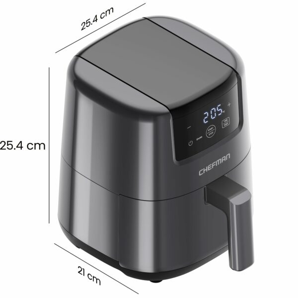 Chefman 2L Mini Air Fryer – Digital Space-Saving Compact Air Fryer with Nonstick and Dishwasher Safe Basket, Quick & Easy Meals in Minutes, Features Digital Timer and Shake Reminder – Grey