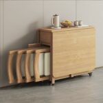Foldable Table Set, Extendable Dining Table with 1 Storage Drawer Chairs, Multifunctional Mobile Design, Space-Saving Drop Leaf for and Dining Use
