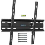 BONTEC Ultra Slim TV Wall Bracket, Tilting TV Wall Mount for 23-60 Inch TVs, Low Profile TV Bracket, Max VESA 400x400mm, Holds Up to 45kg, Spring Locking System, Includes 5 Cable Ties