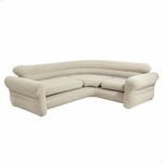 Intex Inflatable waterproof flocked top surface Corner Living Room Air Mattress, Sectional Sofa Couch for any rec room, game room, or dorm room 257 x 203 x 76 CM - Beige