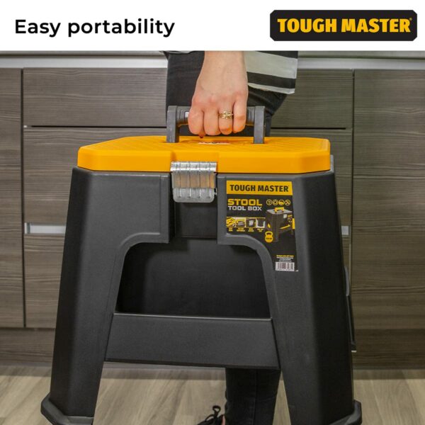 Tool Box Step Stool 11 Litres Capacity Portable Toolbox with Removable Tray Compartment Organiser For Home Improvement