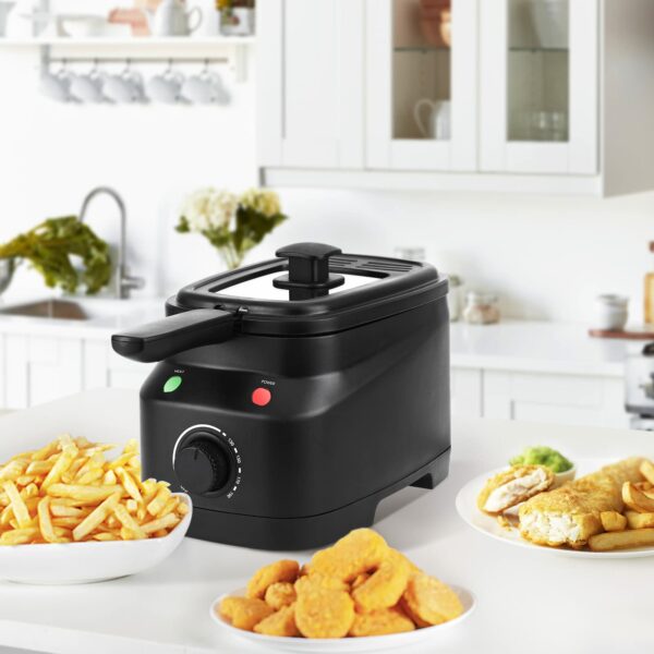 Mini Deep Fat Fryer Deep Fryer, 1.5L Deep Fat Fryers for Home Use Easy Clean, Chip Fryer with Adjustable Temperature Control, Stainless Steel Basket